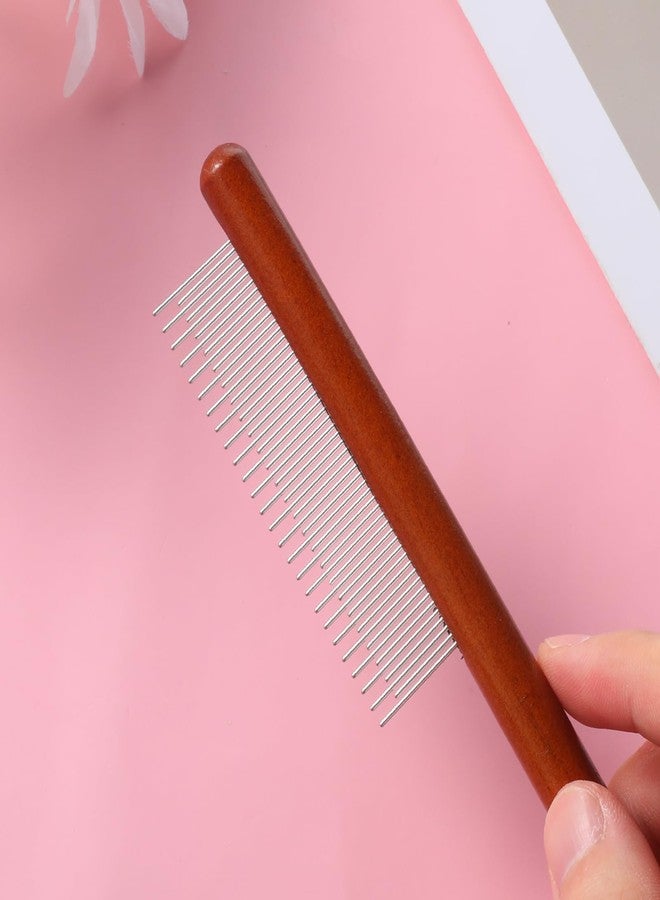 FdcZeyxior Cat Comb, Rabbit Dog Hair Brush Flea Lice Comb Deshedding Brush with Wood Handle, Fine Wide Teeth Remove Tangles, Shedding Fur Fleas​ Grooming Tool for Long Short Haired Cats Dogs Puppy Rabbits - Image 5